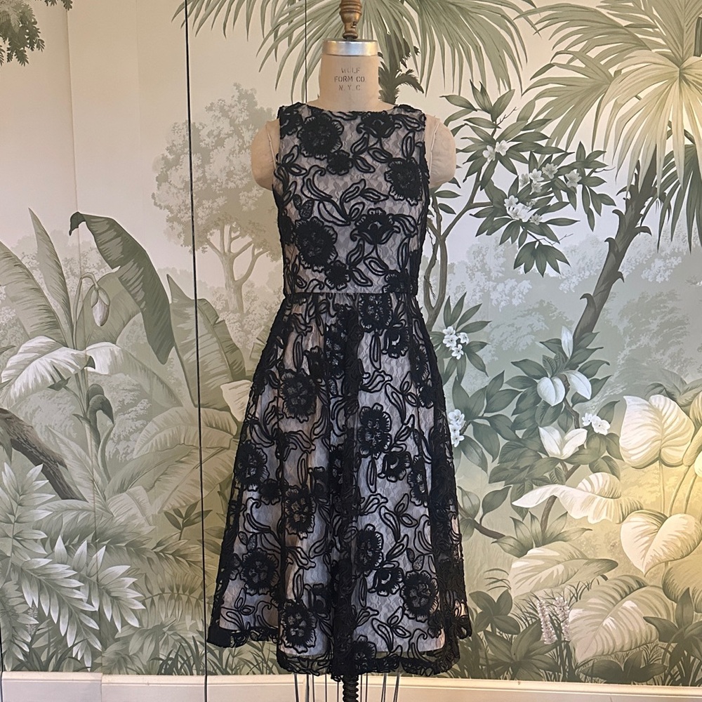 Alice + Olivia Black Lace Overlay Dress